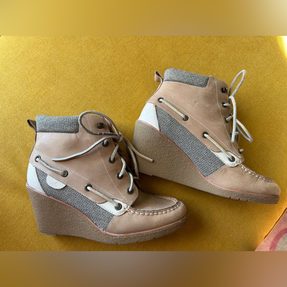 Sperry Top-Sider Bailey Wedge Plaid Ankle Boots Sz 8.5